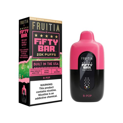 20000 Puff Disposable E-Cig by Fifty Bar Fruitia 50mg 16mL - B Pop with Packaging