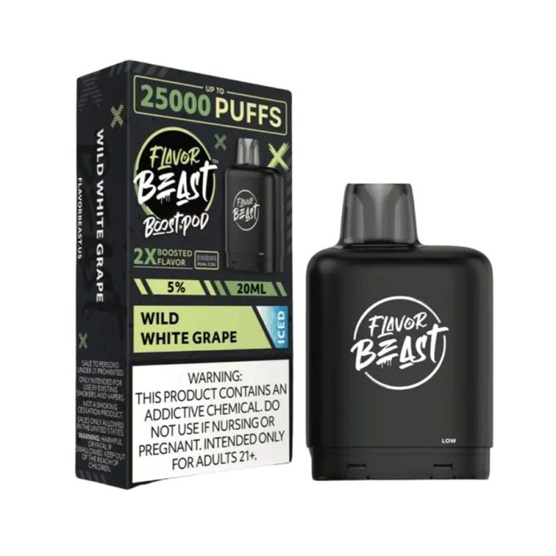 Flavor Beast Level X Boost Disposable - Wild White Grape Iced with packaging