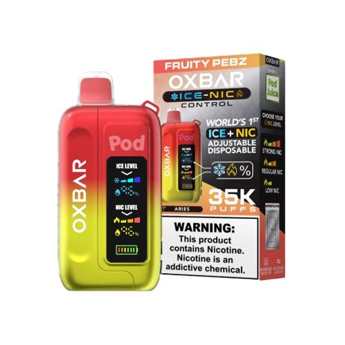 Ice-Nic Control 35000 Puffs Disposable E-Cig by Oxbar 50mg 14mL - Fruity Pebz with packaging