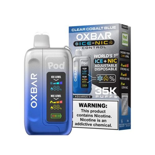 Ice-Nic Control 35000 Puffs Disposable E-Cig by Oxbar 50mg 14mL clear cobalt blue with packaging