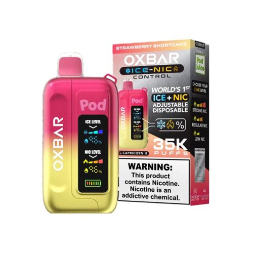 Ice-Nic Control 35000 Puffs Disposable E-Cig by Oxbar 50mg 14mL - Strawberry Shortcake with packaging