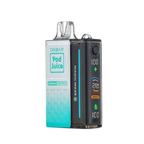 Magic Maze 2.0 ZERO Nicotine Pod Juice 30000 Puffs Disposable E-Cig by Oxbar 0mg 13mL clear emerald