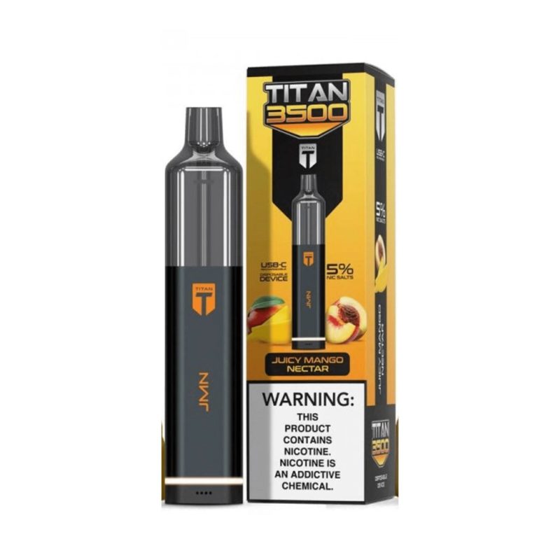 Titan Disposable | 3500 Puffs | 9mL Juicy Mango Nectar with packaging