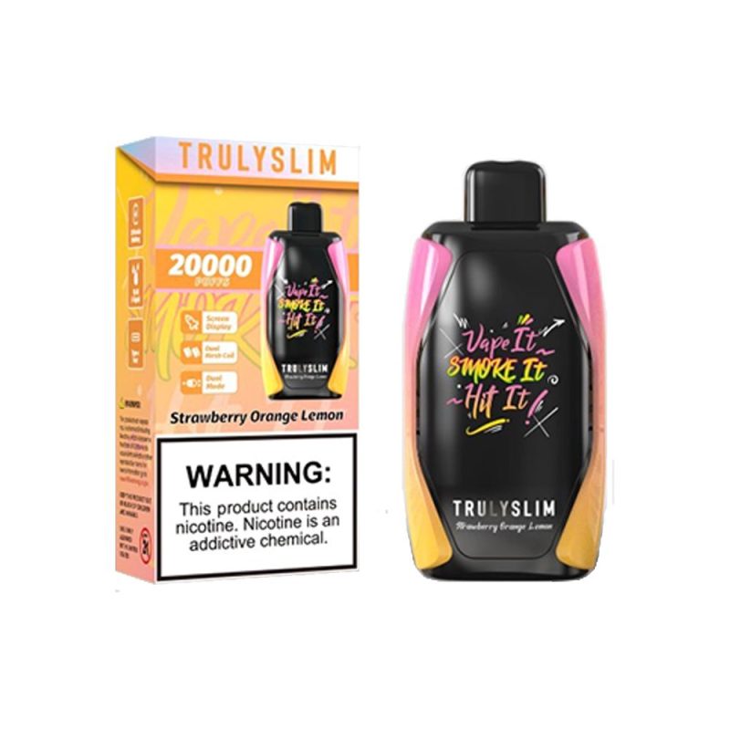 Truly Bar Trulyslim 20K Disposable Strawberry Orange Lemon with packaging