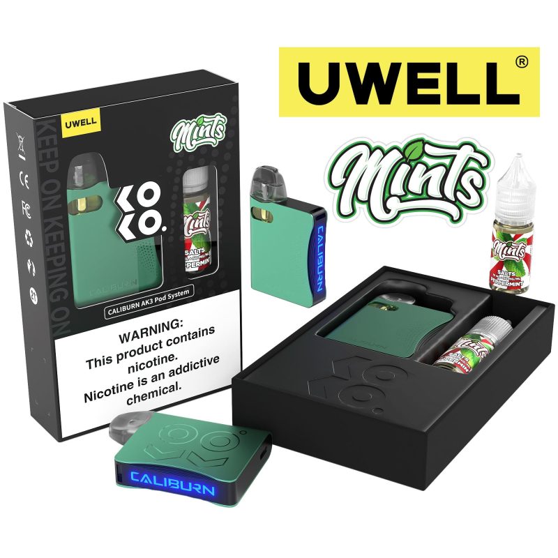 Uwell Caliburn AK3 Kit + A3S 0.8ohm Pods (x2) + Daddy's Vapor 10mL Salts 50mg