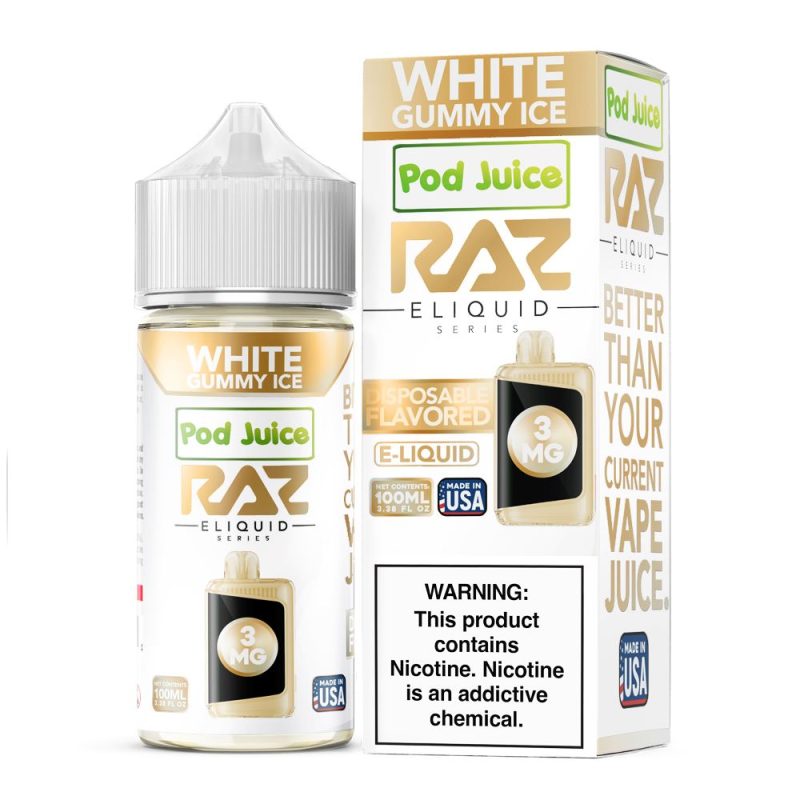 White Gummy Ice | Pod Juice x RAZ | 100mL | Bottle with Packaging